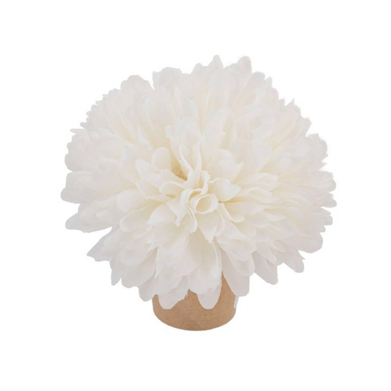 Bouchon - Bois - Déco Fleur - Blanc - 6,5 x 6,5 cm