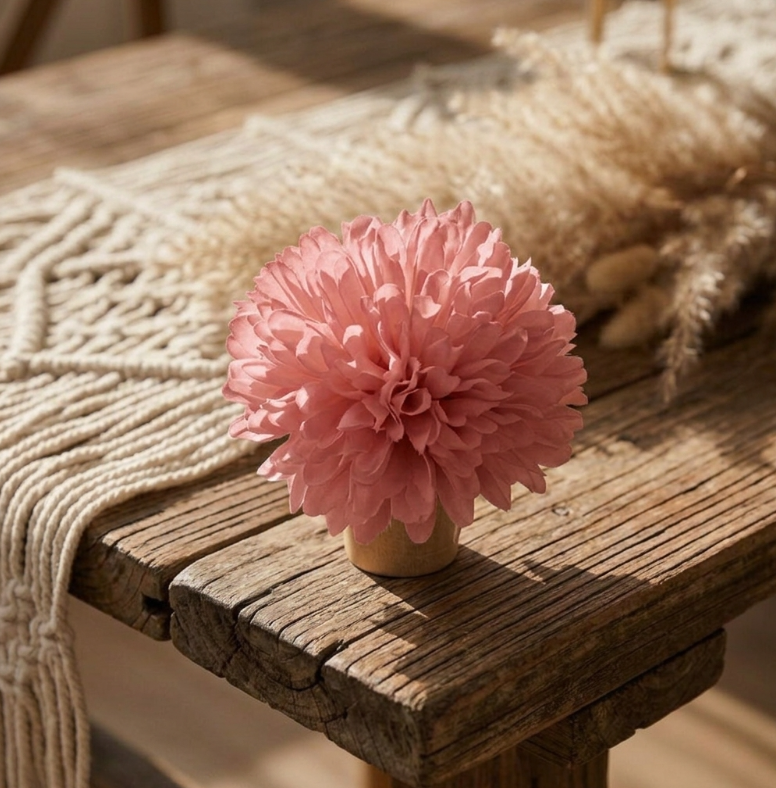 Bouchon - Bois - Déco Fleur - Blanc - 6,5 x 6,5 cm - Miniature 6