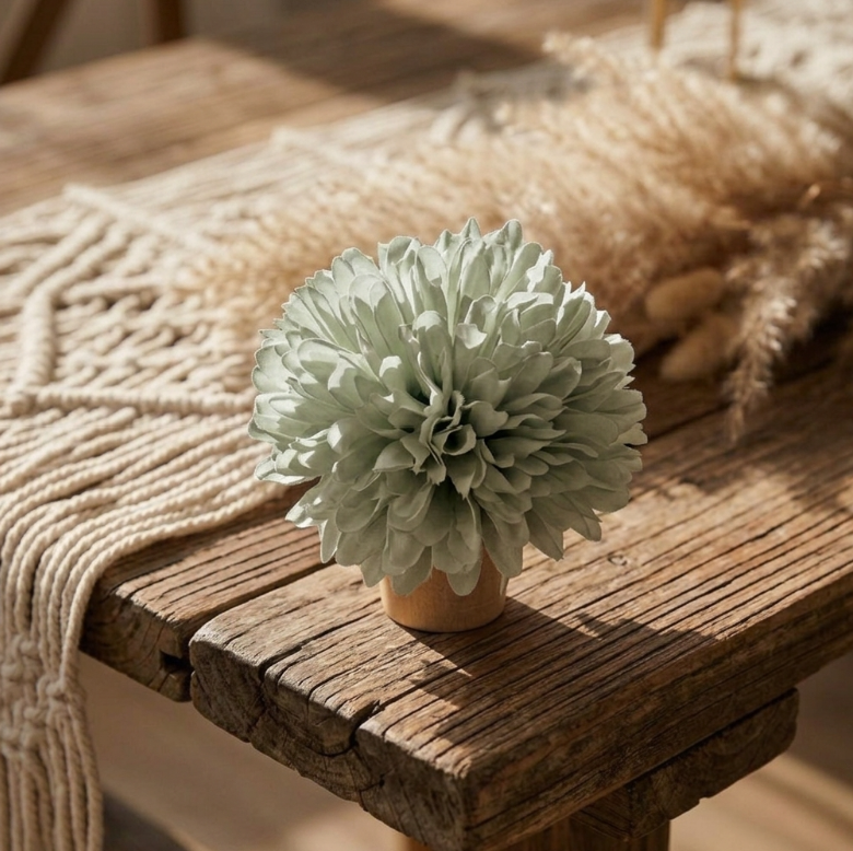 Bouchon - Bois - Déco Fleur - Blanc - 6,5 x 6,5 cm - Miniature 8