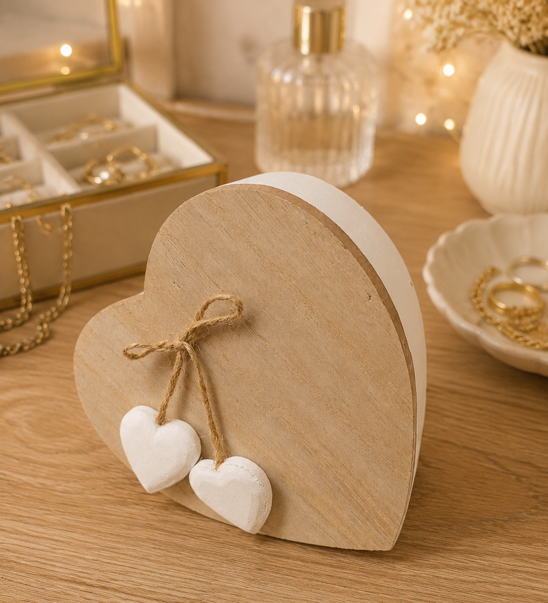 Boîte En Bois - Couvercle - Cœurs - 12.5 cm - Vue alternative