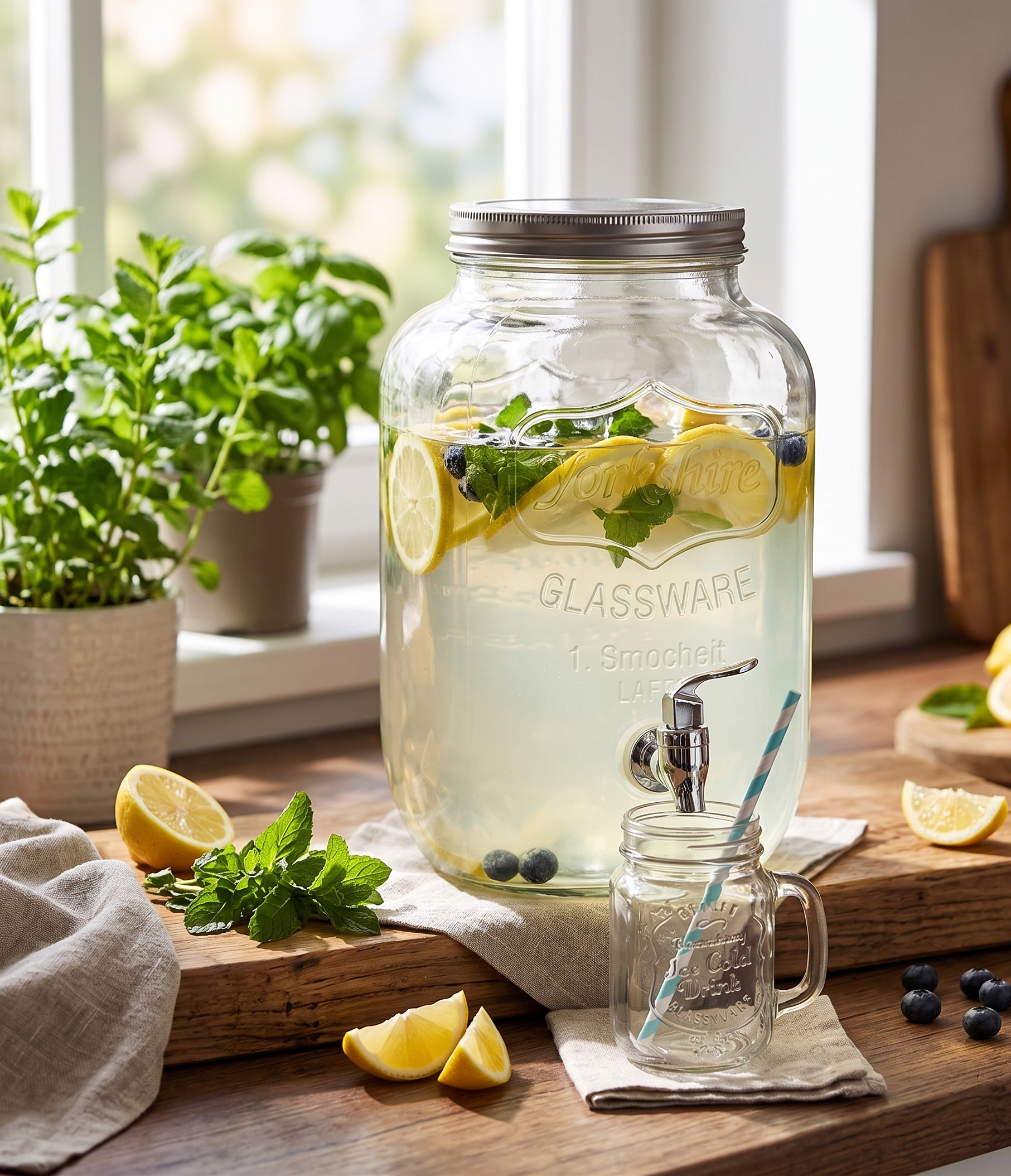 Limonadier En Verre - 4 L - 15,5 x 15,5 x 27 cm - Miniature 2
